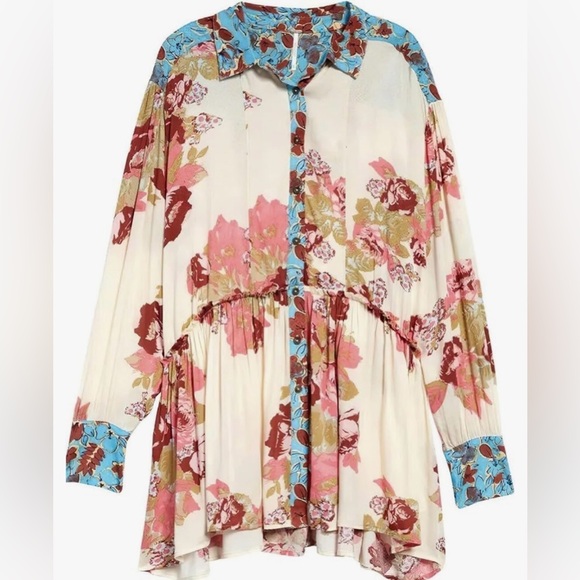 Free People Brunch A Bunch Boho Tunic Shirt L - Picture 5 of 11